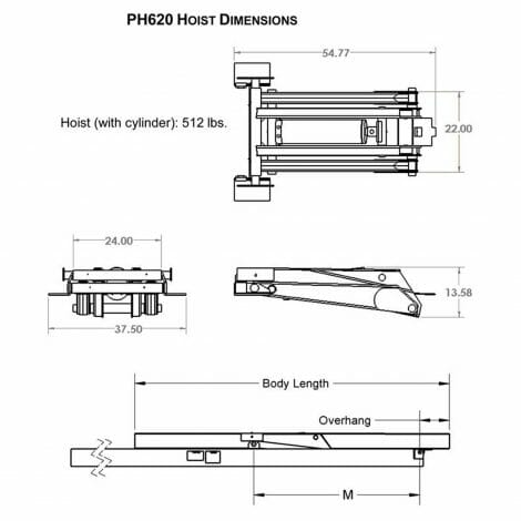 11 Ton (22,000 lb) Dump Trailer Hydraulic Scissor Hoist Kit – PH620