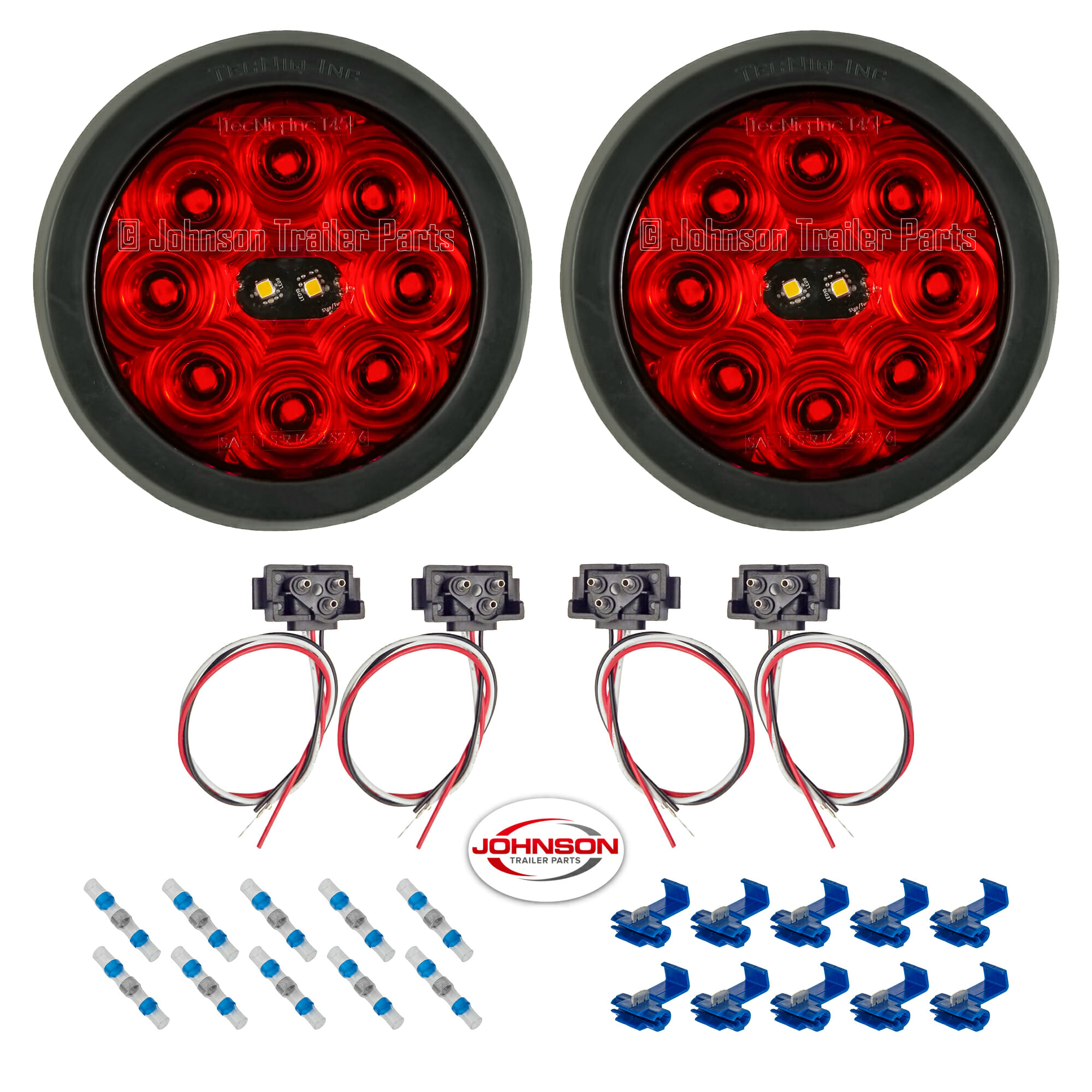 S/T/T Lights w/ Grommets - SEMI TRUCK 18 LED PAIR 4" RED