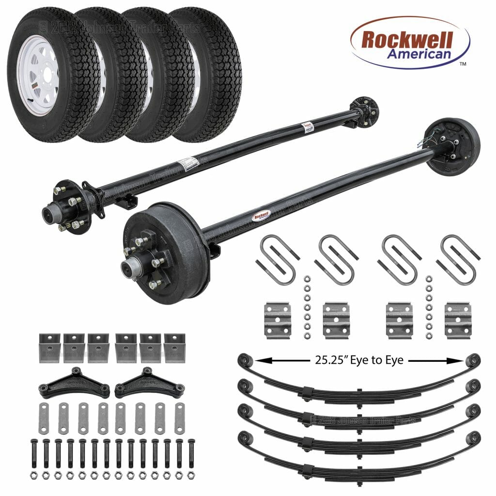 Tandem 3,500 lb Axle Kit with Wheels & Tires | Brakes on 1 Axle